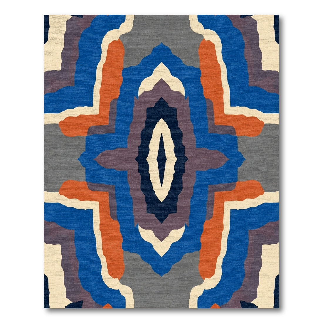 Abstract Blue Orange Earthy Symmetry Rug