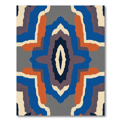 Abstract Blue Orange Earthy Symmetry Rug