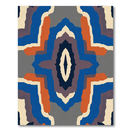 Abstract Blue Orange Earthy Symmetry Rug