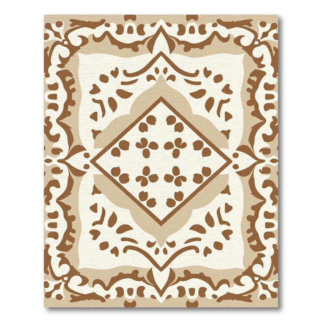 Brown Contemporary Floral Diamond Rug