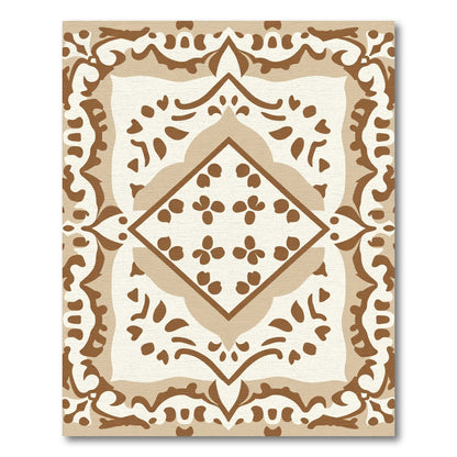 Brown Contemporary Floral Diamond Rug
