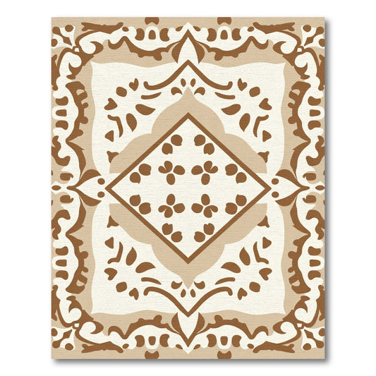 Brown Contemporary Floral Diamond Rug