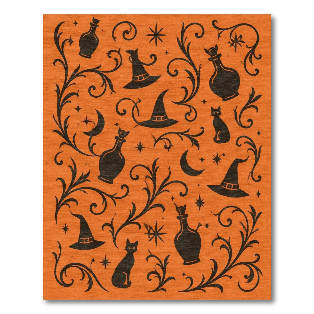 Halloween Black Cat Witch Hat Orange Area Rug