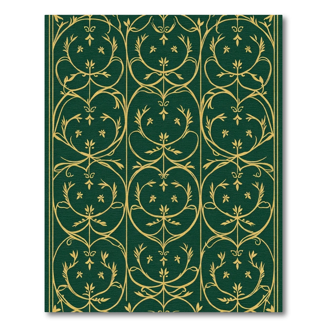 Emerald Green Gold Art Nouveau Flourish Rug