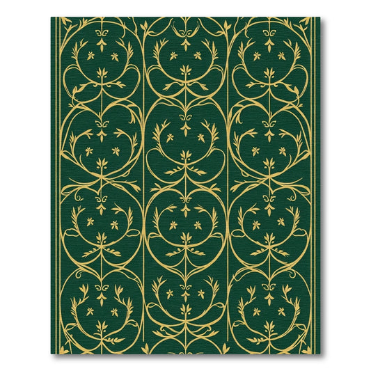 Emerald Green Gold Art Nouveau Flourish Rug