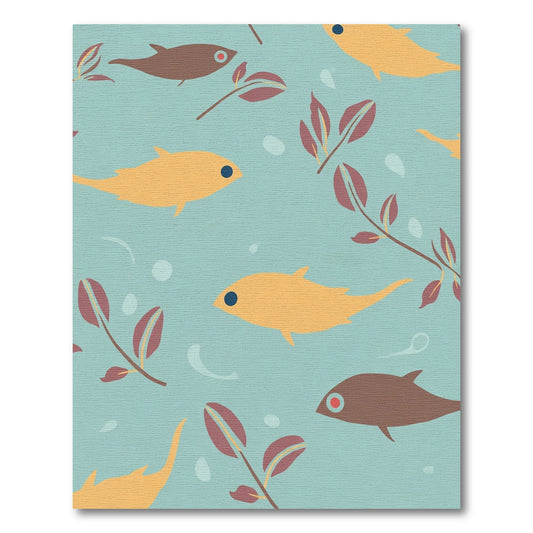 Golden Fish Underwater Botanical Scene Rug