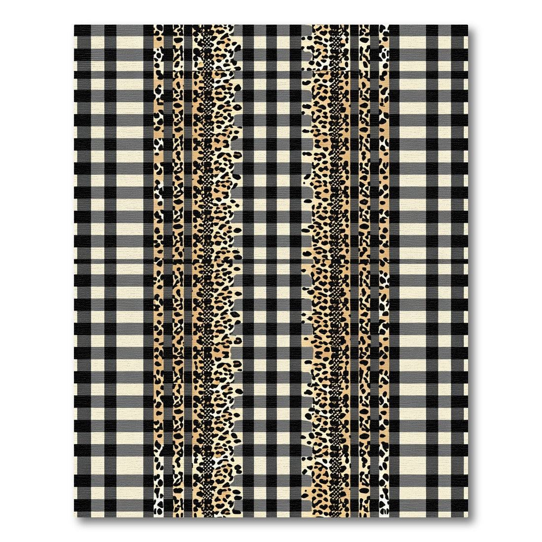 Black Ivory Buffalo Check Leopard Mix Rug
