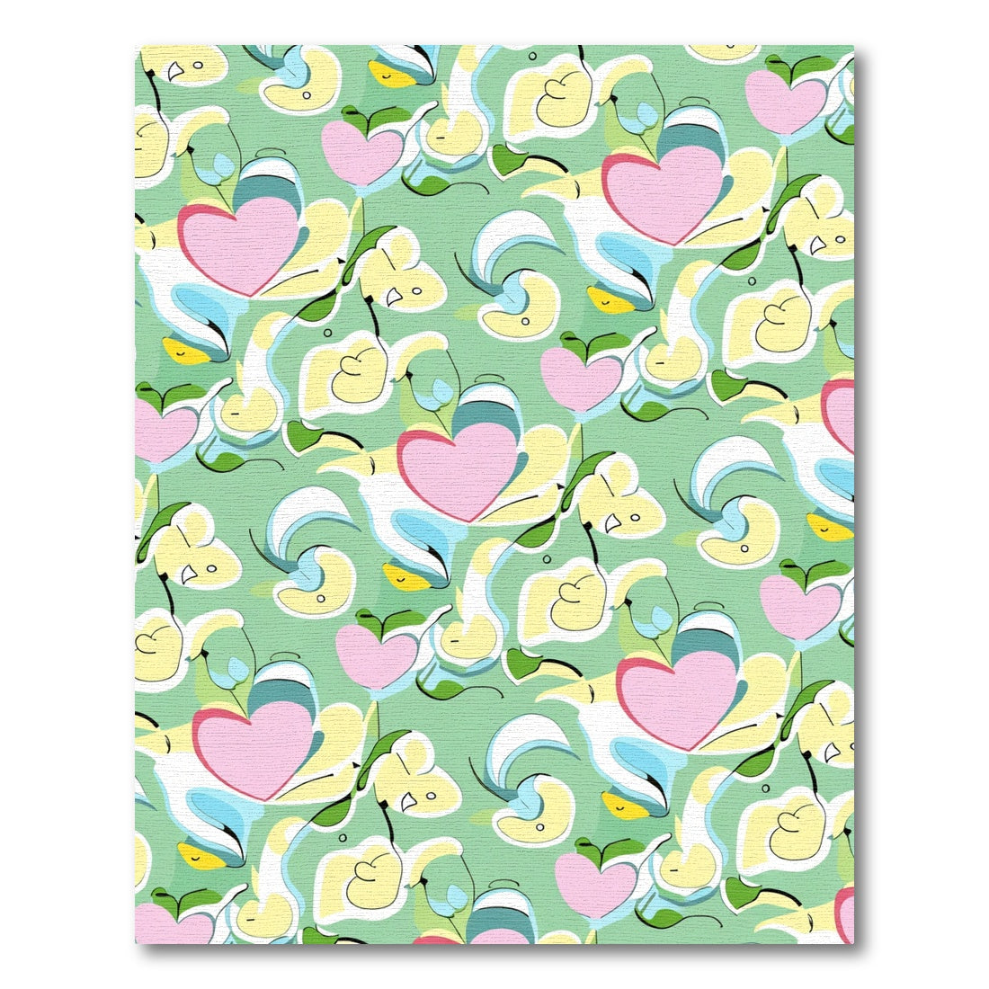 Whimsical Pink Heart Swirls Rug