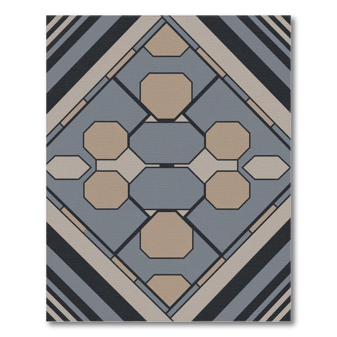 Grey Octagon Geometric Area Rug
