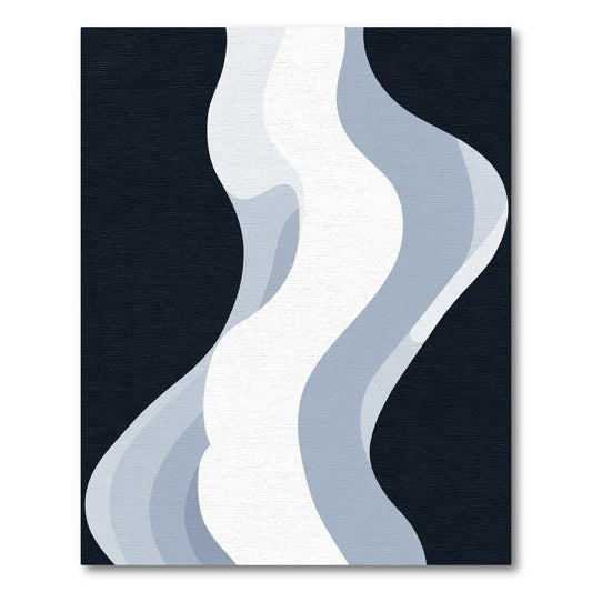 Abstract White Blue Wave Flow Rug