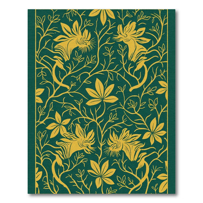 Deep Emerald Floral Vine Arrangement Rug