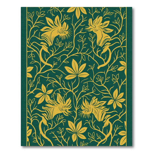 Deep Emerald Floral Vine Arrangement Rug