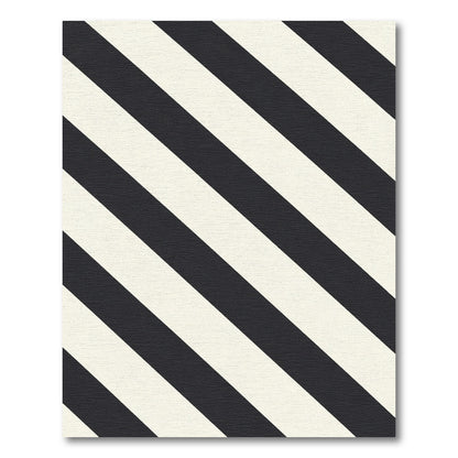 Classic Black Ivory Diagonal Stripes Rug