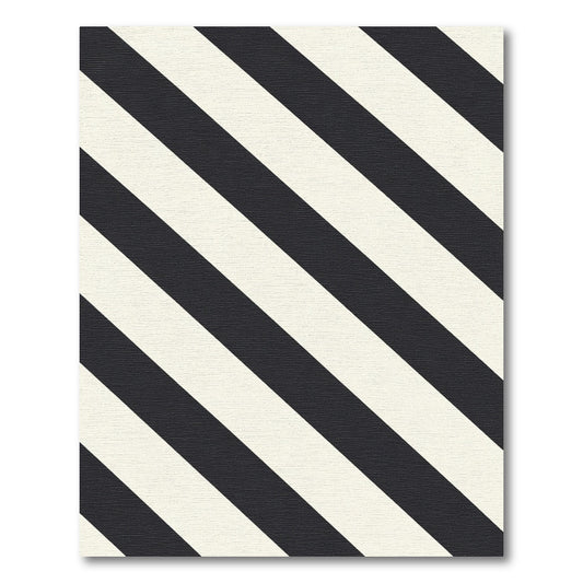 Classic Black Ivory Diagonal Stripes Rug