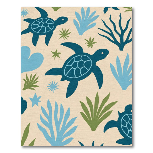 Navy Blue Turtle Coral Garden Rug