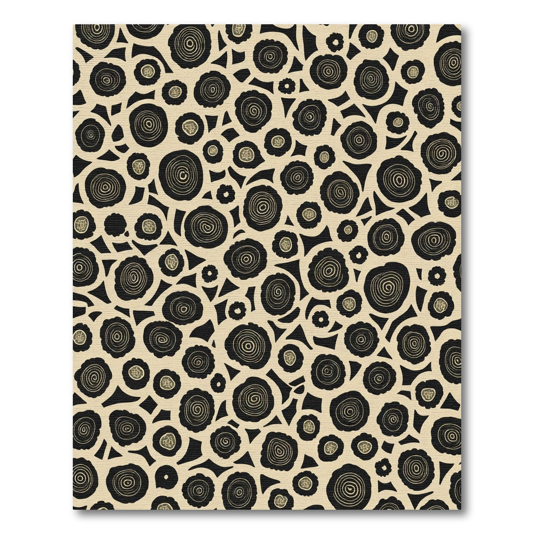 Cream Black Swirl Wood Grain Rug
