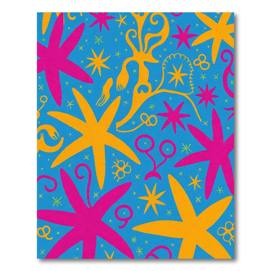 Whimsical Pink Yellow Starburst Teal Rug