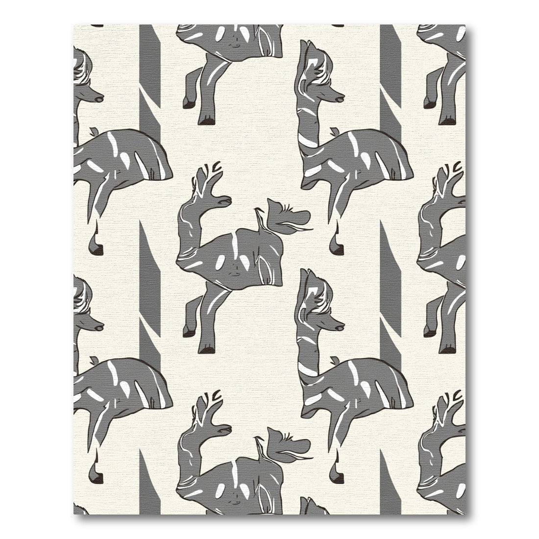 Gray Abstract Deer Stripes Rug