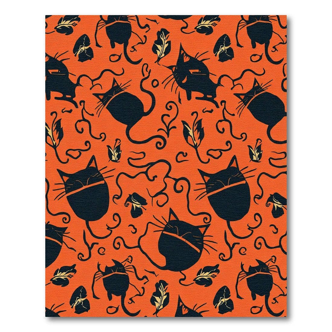 Spooky Black Cats Orange Swirls Rug