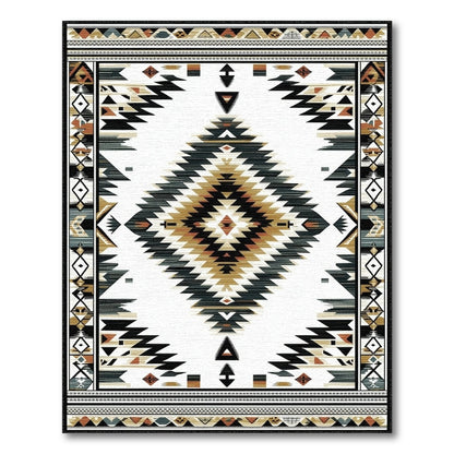Black and White Southwestern Black White Geometric Area Rug