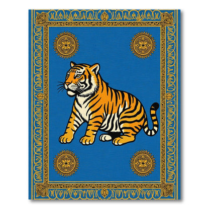 Bold Tiger Blue Sunburst Frame Rug