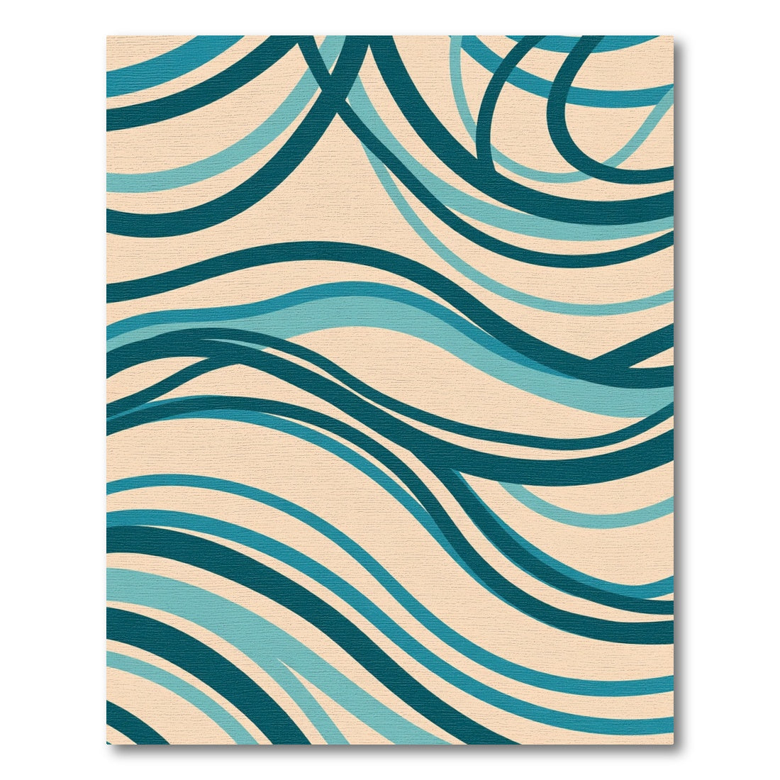 Teal Blue Flowing Wave Abstract Rug