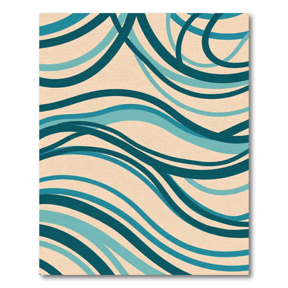 Teal Blue Flowing Wave Abstract Rug