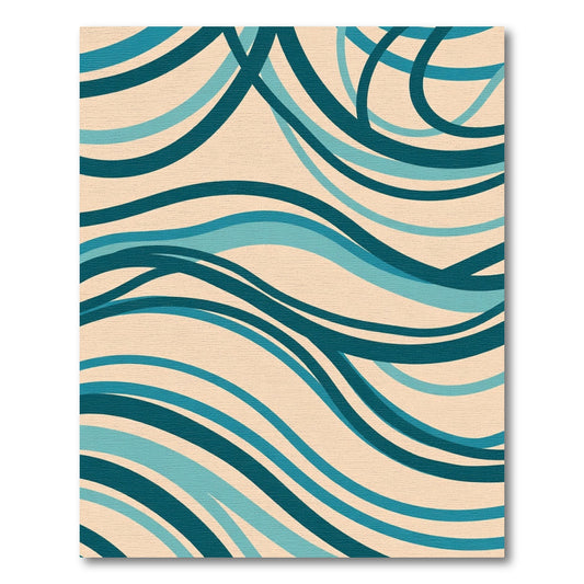 Teal Blue Flowing Wave Abstract Rug
