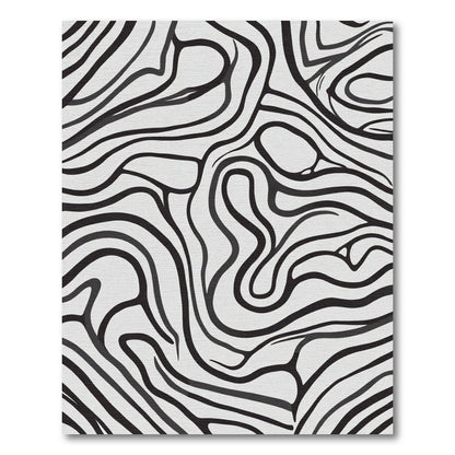 Monochrome Organic Wave Composition Rug
