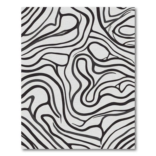 Monochrome Organic Wave Composition Rug