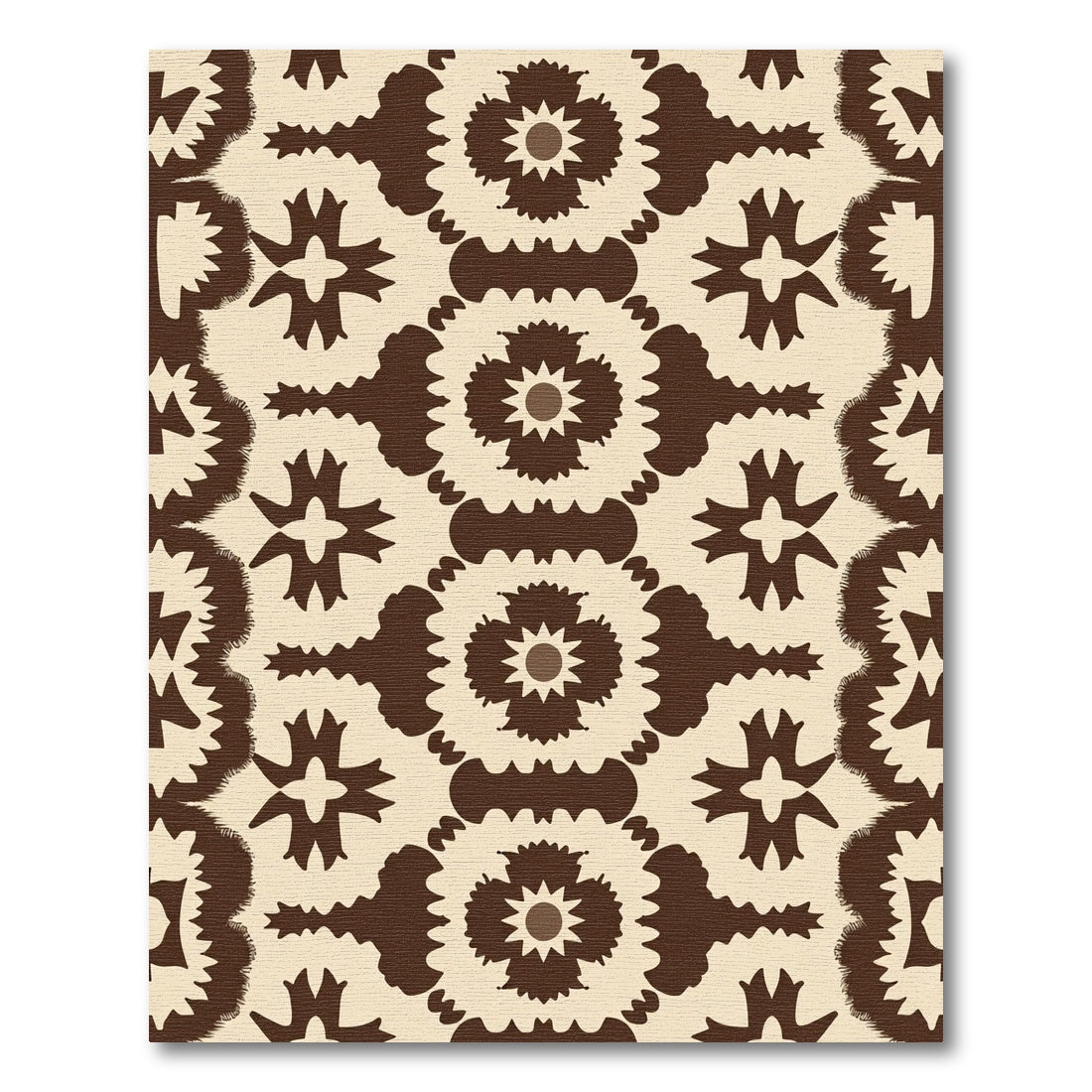 Rich Earthy Brown Medallion Floral Rug