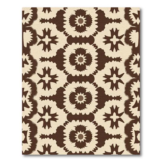 Rich Earthy Brown Medallion Floral Rug