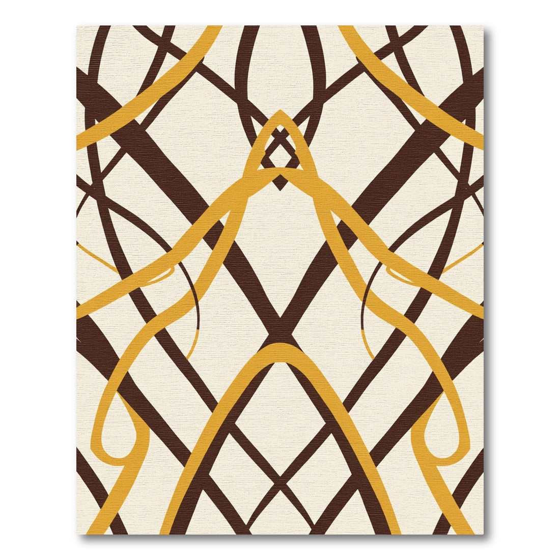 Yellow Brown Intersecting Ribbon Abstract Rug