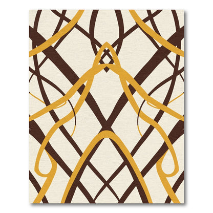 Yellow Brown Intersecting Ribbon Abstract Rug