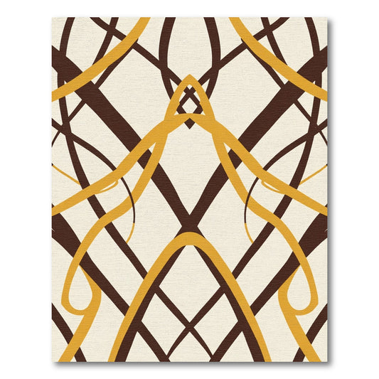Yellow Brown Intersecting Ribbon Abstract Rug