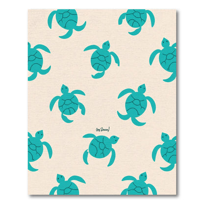 Aqua Turtle Collage Pattern Rug