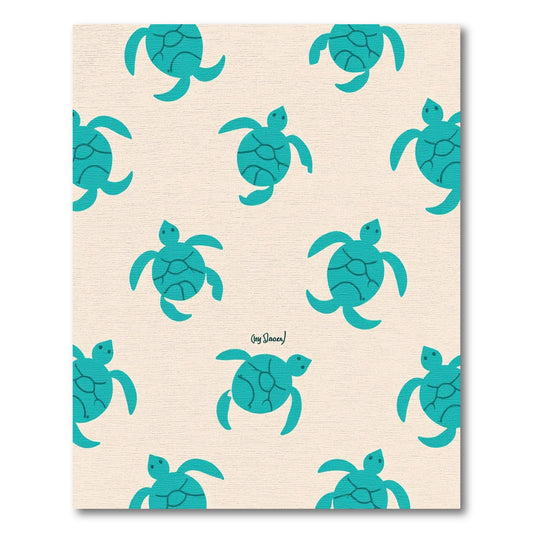 Aqua Turtle Collage Pattern Rug