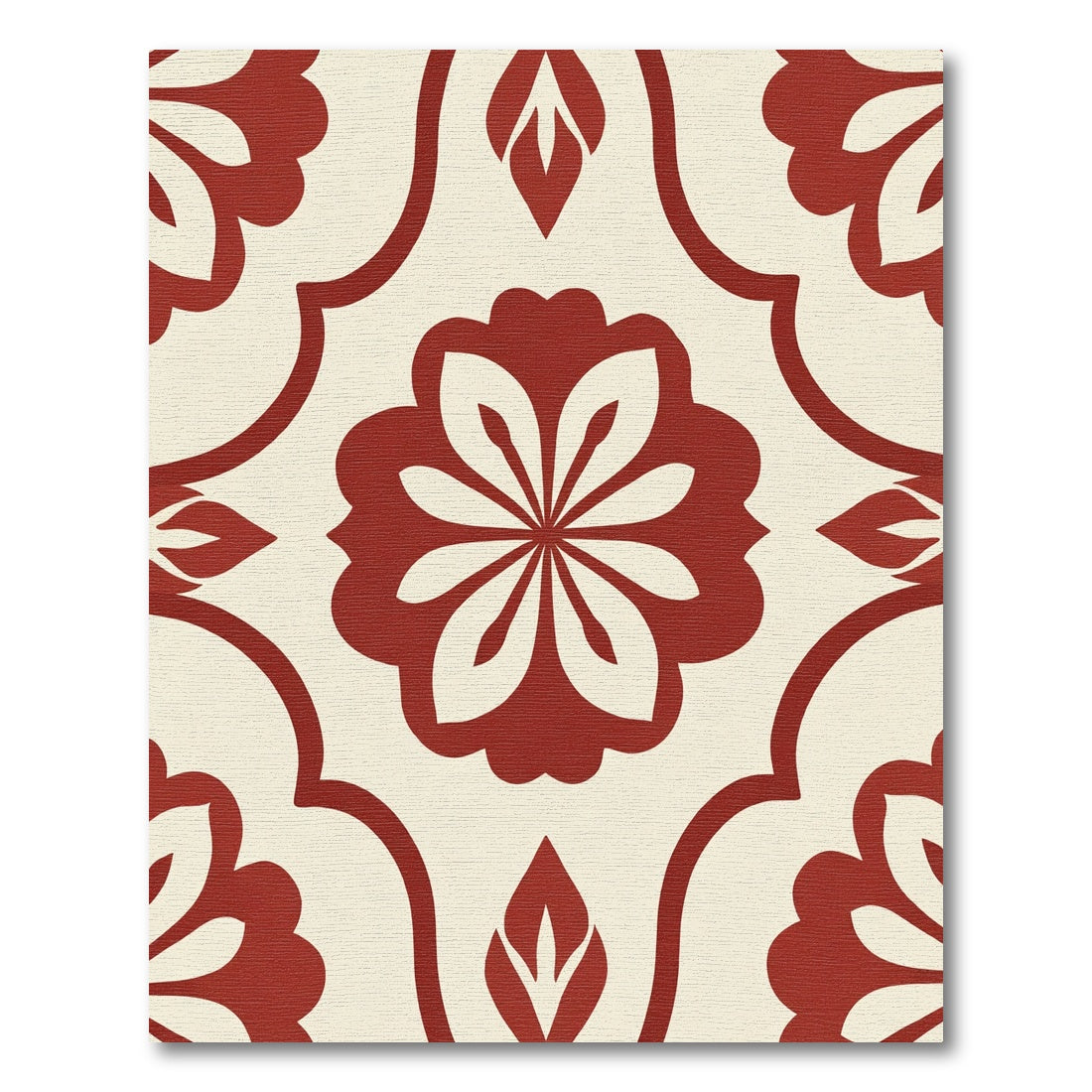Rich Red Floral Medallion Pattern Rug