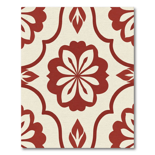 Rich Red Floral Medallion Pattern Rug