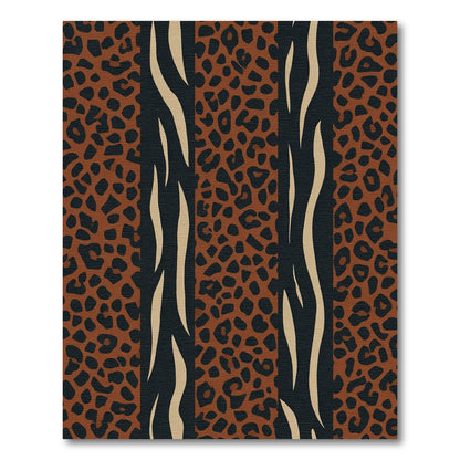 Bold Brown Leopard Zebra Stripes Rug
