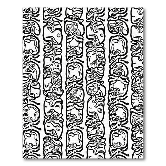 Monochromatic Organic Line Art Columns Rug