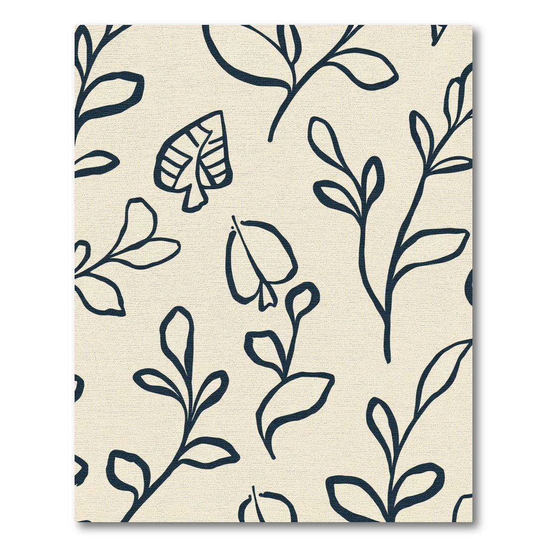 Minimalist Navy Leafy Branch Composition Rug