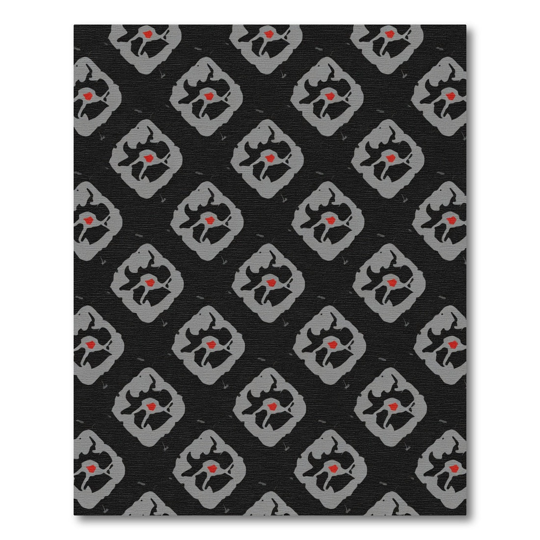 Dark Gray Red Diamond Floral Rug