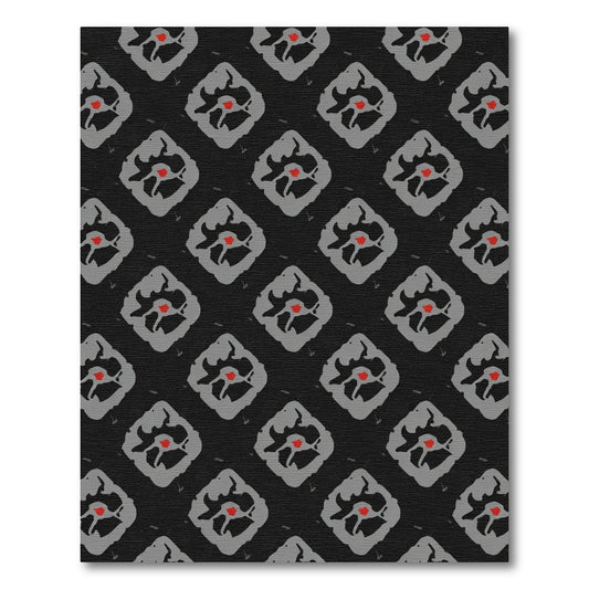 Dark Gray Red Diamond Floral Rug