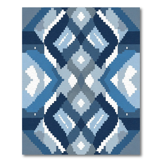 Navajo Blue Diamond Geometric Medallion Rug