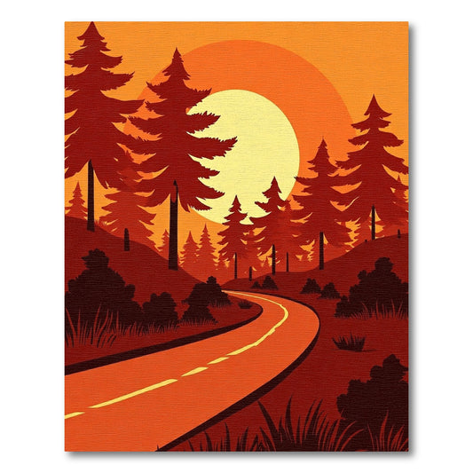 Crimson Forest Sunset Road Rug