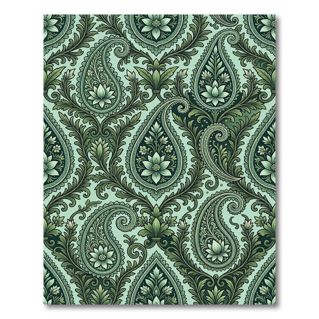 Emerald Green Paisley Floral Tapestry Rug
