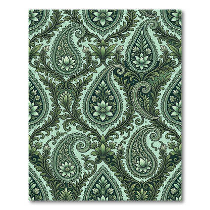 Emerald Green Paisley Floral Tapestry Rug