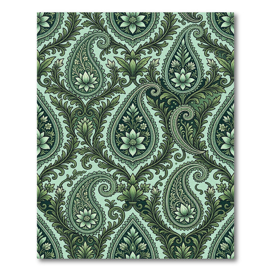 Emerald Green Paisley Floral Tapestry Rug