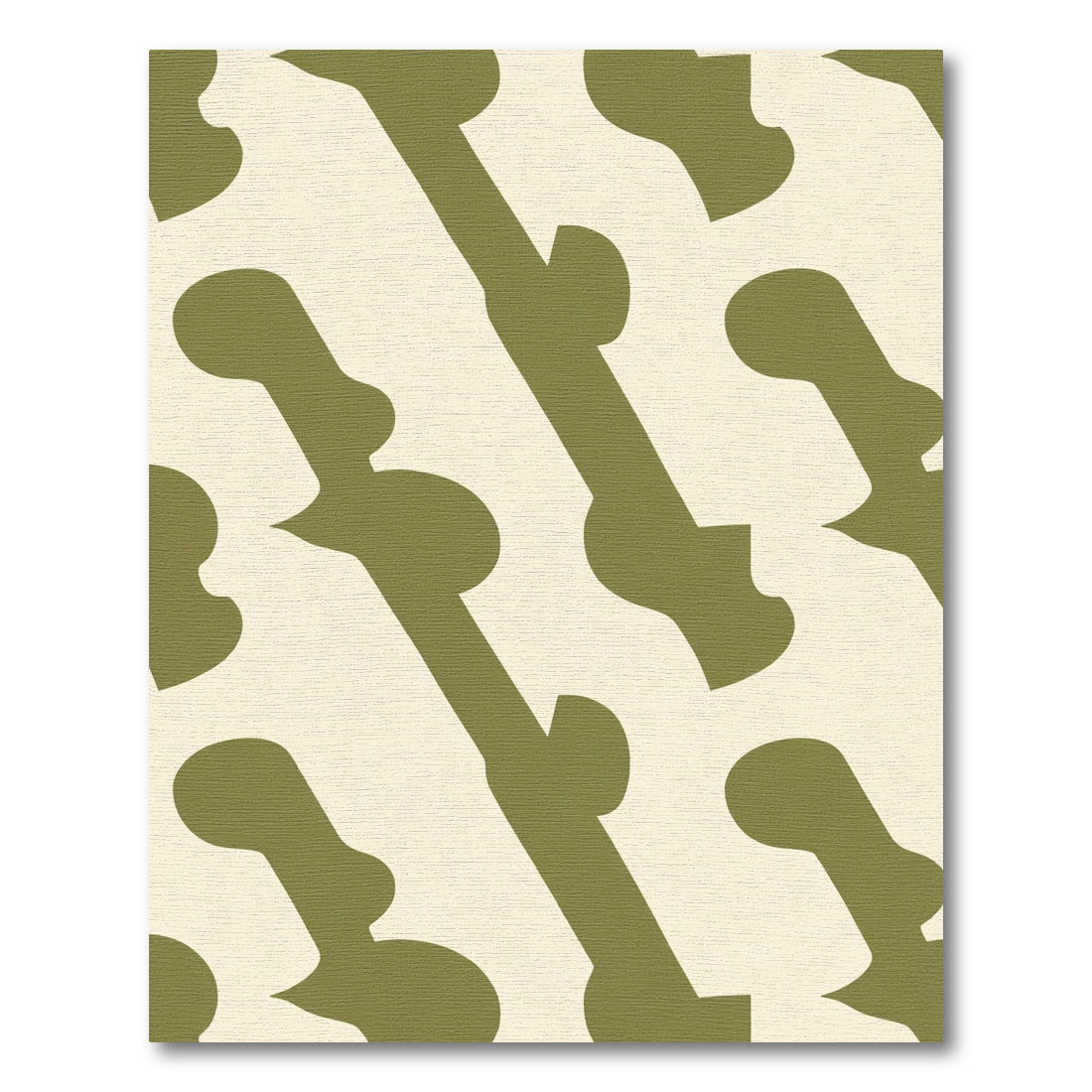 Olive Green Abstract Bone Shapes Rug